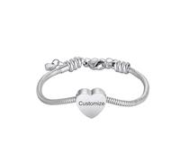 DOTUIARG Custom Heart Bracelet for Ashes for Women Men Stainless Steel Cremation Keepsake Memorial Bangle for Human Pet Ashes Holder
