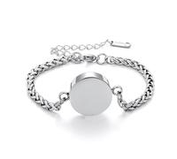 DOTUIARG Custom Round Charm Bracelet for Ashes Stainless Steel Cremation Keepsake Memorial Bangle for Human Pet Ashes Holder
