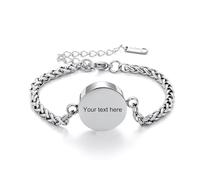 DOTUIARG Custom Round Charm Bracelet for Ashes Stainless Steel Cremation Keepsake Memorial Bangle for Human Pet Ashes Holder