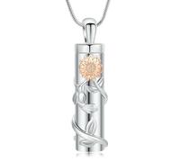 DOTUIARG Cylinder Cremation Jewelry for Ashes Flower Pendant Urn Necklace Keepsake Human Pet Memorial Gift for Women Men
