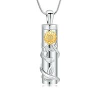 DOTUIARG Cylinder Cremation Jewelry for Ashes Flower Pendant Urn Necklace Keepsake Human Pet Memorial Gift for Women Men