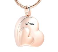 DOTUIARG Double Heart Custom Engraving Cremation for Ashes Urn Keepsake Pendant Necklace Pet Memorial Keepsake Souvenir Women's