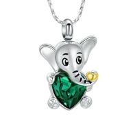 DOTUIARG Elephant Urn Necklace Cremation Jewelry for Ashes Heart Crystal Memorial Pendant Human Pet Keepsake Gift for Women Men