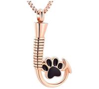 DOTUIARG Fishi Hook Urn Necklace for Ashes Paw Print Cremation Jewelry Stainless Steel Ashes Pendant for Women Keepsake Memorial Jewelry