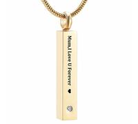 DOTUIARG Gold Color Stainless Steel Cube Bar Cremation Urn Pendant For Memorial Ashes Remaining Of My Mum/Dad/Son/Papa