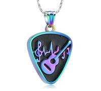 DOTUIARG Guitar Pick Urn Necklace for Ashes Stainless Steel Cremation Jewelry Keepsake Pendant Loved Ones Memorial Gift for Women Men