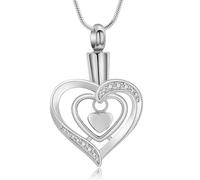 DOTUIARG Heart Shape Cremation Urn Necklace for Ashes Loved Ones Memorial Pendant Jewelry Human Pet Funeral Keepsake Gift for Women