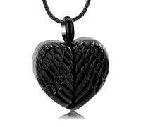 DOTUIARG Heart Urn Necklace for Ashes Angel Wing Cremation Jewelry Memorial Human Pet Ashes Pendant Keepsake Necklace for Women Men