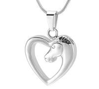 DOTUIARG Horse In My Heart Stainless Steel Memorial Locket Necklace For Pet Keepsake Cremation Urn Jewelry Pendant Hold Ashes