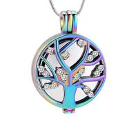 DOTUIARG Inlay Clear/Green Zircon Tree Of Life Stainless Steel Cremation Locket Necklace With Memorial Urn Jewelry For Ashes