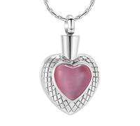 DOTUIARG Love Heart Cremation Necklace for Ashes - Stainless Steel Pendant Urn Jewelry Keepsake Human Pet Ash Holder Memorial Gift