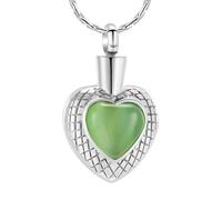 DOTUIARG Love Heart Cremation Necklace for Ashes - Stainless Steel Zircon Pendant Urn Jewelry Keepsake Human Pet Ash Holder Memorial Gift