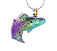 DOTUIARG Memorials Fish Funeral Urn Pendant Stainless Steel Cremation Jewelry For Ashes