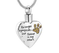 DOTUIARG No Longer By My Side But Forever In My Heart Cremation Jewelry For Ashes Stainless Steel Pet Paw Keepsake Memorial Urn Necklaces