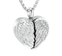 DOTUIARG Openable Angel WIng For Photo Of Loved Ones/Pets Always in My Heart Cremation Urn pendant Necklace Hold Ashes