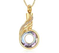 DOTUIARG Pet Cremation Jewelry Circular Ashes Pendant for Women Men Stainless Steel Circle Birth Stone Cremation Memorial K