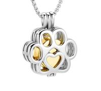 DOTUIARG Pet Cremation Jewelry for Ashes Stainless Steel Memorial Locket Necklace Keepsake Cremation Urn for Dog Paw