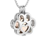 DOTUIARG Pet Cremation Jewelry for Ashes Stainless Steel Memorial Locket Necklace Keepsake Cremation Urn for Dog Paw