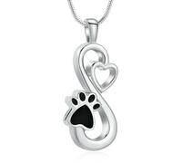 DOTUIARG Pet Urn Necklace for Dogs Ashes Paw Print Heart Cat Cremation Memorial Keepsake Jewelry Ash Holder for Women Men