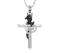 DOTUIARG Rose Cross Cremation Pendant Necklace Small Urn For Ashes Charm Pendant Women's Present Memorial Keepsake Jewelry