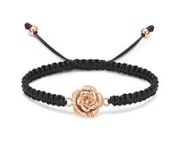 DOTUIARG Rose Flower Cremation Bracelet for Ashes for Women Braided Rope Adjustable Bangle Keepsake Urn Memorial Jewelry Gift
