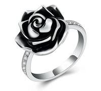 DOTUIARG Rose Flower Urn Ring for Human/Pet Ashes Keepsake Memorial Jewelry Can be Engraved Cremation Finger Rings