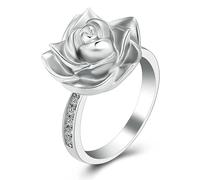 DOTUIARG Rose Flower Urn Ring for Human/Pet Ashes Keepsake Memorial Jewelry Can be Engraved Cremation Finger Rings