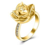DOTUIARG Rose Flower Urn Ring for Human/Pet Ashes Keepsake Memorial Jewelry Can be Engraved Cremation Finger Rings