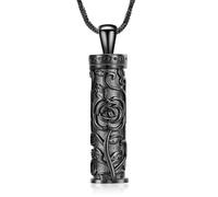 DOTUIARG Roseflower Urn Necklace for Ashes Cylinder Cremation Jewelry Stainless Steel for Women Men Keepsake Pendant Memorial for Jewelry