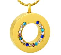 DOTUIARG Silver,Gold,Rose gold,Black Circle of Life Ashes Pendant with Rainbow stone Stainless Steel Cremation Jewelry Women