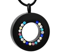 DOTUIARG Silver,Gold,Rose gold,Black Circle of Life Ashes Pendant with Rainbow stone Stainless Steel Cremation Jewelry Women