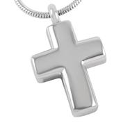 DOTUIARG Small Cross Keepsake Urn Pendant Silver Tone Cremation Jewelry Women's Accessories Stainless Steel
