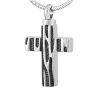 DOTUIARG Small Cross Keepsake Urn Pendant Silver Tone Cremation Jewelry Women's Accessories Stainless Steel