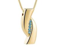 DOTUIARG Stainless Steel Cremation Gold Pendant Inlay Crystal Memorial For Ashes of Loved Keepsake Urn Necklace Jewelry