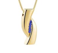 DOTUIARG Stainless Steel Cremation Gold Pendant Inlay Crystal Memorial For Ashes of Loved Keepsake Urn Necklace Jewelry