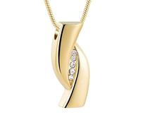 DOTUIARG Stainless Steel Cremation Gold Pendant Inlay Crystal Memorial For Ashes of Loved Keepsake Urn Necklace Jewelry