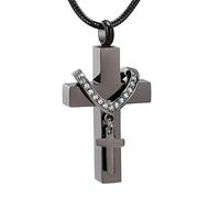 DOTUIARG Stainless Steel Cross Memorial Cremation Ashes Urn Pendant Necklace Keepsake Jewelry Urn Set With Diamonds Eternity Jewelry