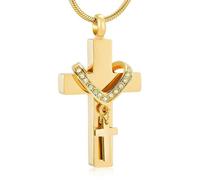 DOTUIARG Stainless Steel Cross Memorial Cremation Ashes Urn Pendant Necklace Keepsake Jewelry Urn Set With Diamonds Eternity Jewelry