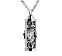 DOTUIARG Stainless Steel Crystal Cremation Urn Necklace for Ashes Keepsake Cremation Jewelry for Human Ashes Memorial Pendant
