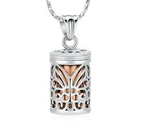 DOTUIARG Stainless Steel Cylinder Memorial Urn Necklace For Pet Human Ashes Keepsake Gift Cremation Jewelry Men