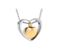 DOTUIARG Stainless Steel Double Heart Cremation Urn Necklace Funnel Keepsake Memorial Ashes 3 Colors