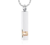 DOTUIARG Stainless Steel Memorial Crystal Cremation Bar Urn Jewelry Ashes Holder Necklace Pendant Keepsake Birthstone Series