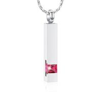 DOTUIARG Stainless Steel Memorial Crystal Cremation Bar Urn Jewelry Ashes Holder Necklace Pendant Keepsake Birthstone Series