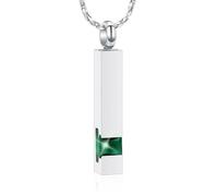 DOTUIARG Stainless Steel Memorial Crystal Cremation Bar Urn Jewelry Ashes Holder Necklace Pendant Keepsake Birthstone Series