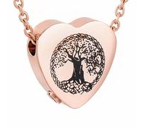 DOTUIARG Stainless Steel Multicolor Heart Tree of Life Cremation for Ashes Urn Memorial Necklace with Snake Chain Jewelry
