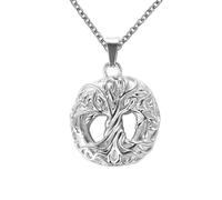 DOTUIARG Stainless Steel Round Locket Tree of life tree cremation memorial ashes urn necklace jewelry keepsake