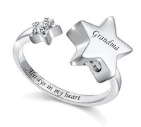 DOTUIARG Star Urn Finger Ring for Ashes for Women Stainless Steel Memorial Ashes Keepsake Open Finger Ring for Women