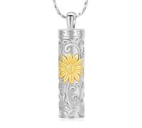 DOTUIARG Sunflower Cylinder Cremation Jewelry Urn Ashes Necklace for Women Men Memorial Holder Keepsake of Loved One