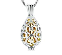 DOTUIARG Teardrop Stainless Steel Memorial Locket Necklace With Gold Cremation Urn Jewelry For Ashes Of Loved Ones Keepsake