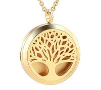 DOTUIARG Tree of Life Aromatherapy Essential Oil Pendant Necklace Stainless Steel Aromatherapy Essential Oil +12Pcs Pads